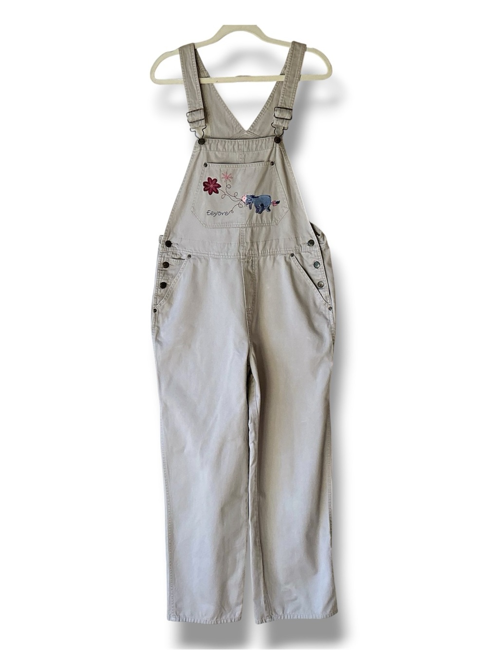 Disney Winnie The Pooh Eeyore Bib Overalls in Light Beige Size M